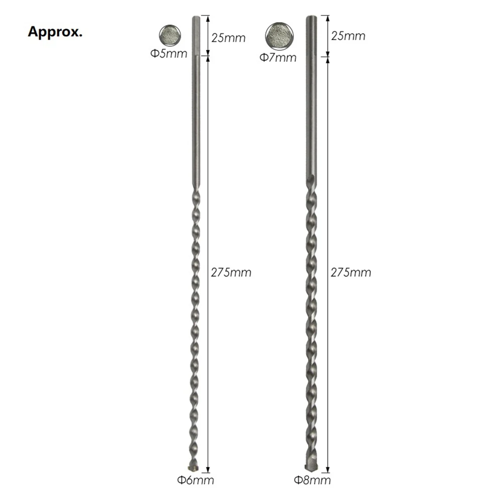 Drill Bit Set 2pcs Triangle Shank Bit 6mm 8mm Diameter Carbon Steel Tungsten Carbide Tip for Drilling in Limestone