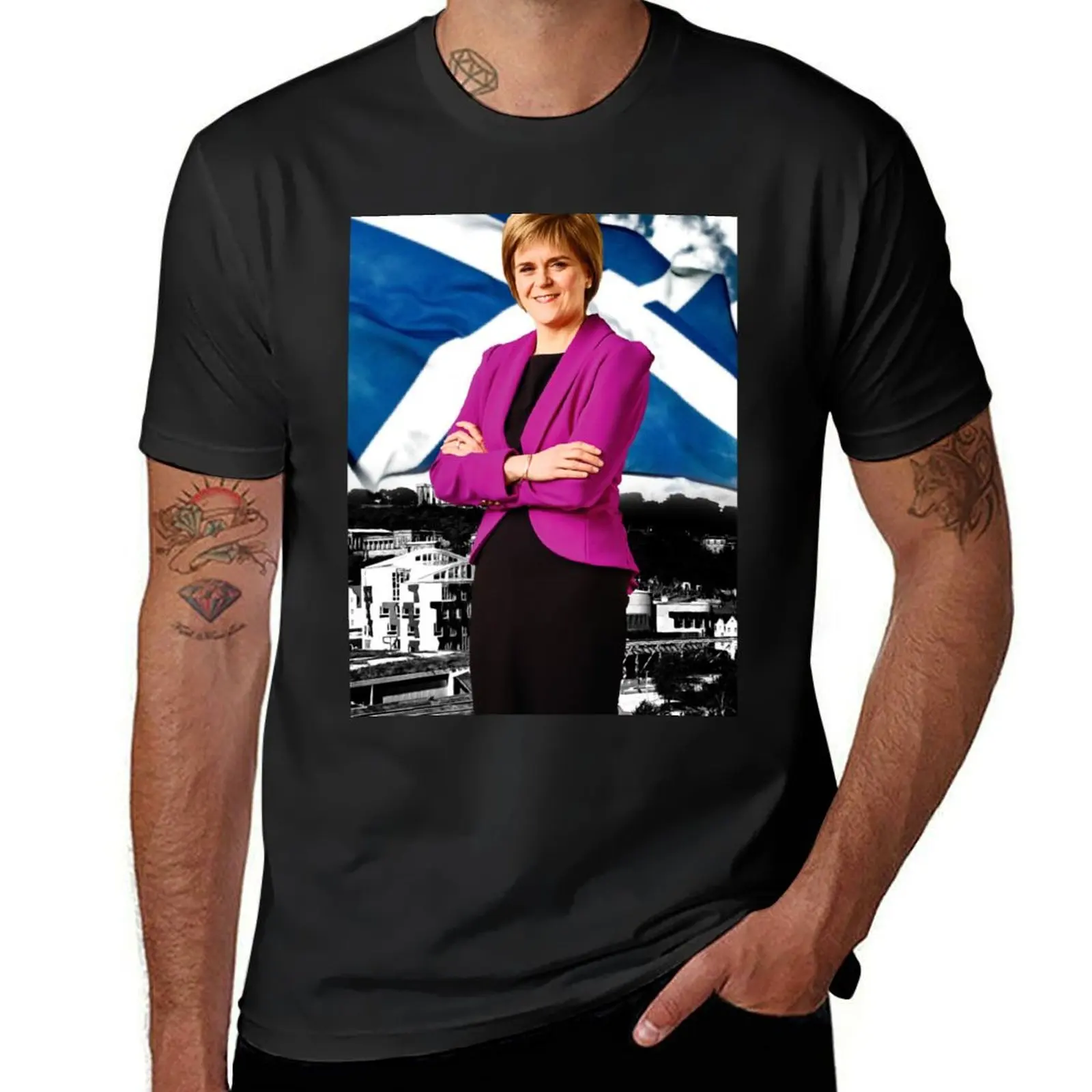 Saltire Sturgeon T-Shirt blacks new edition Blouse customs fitted t shirts for men