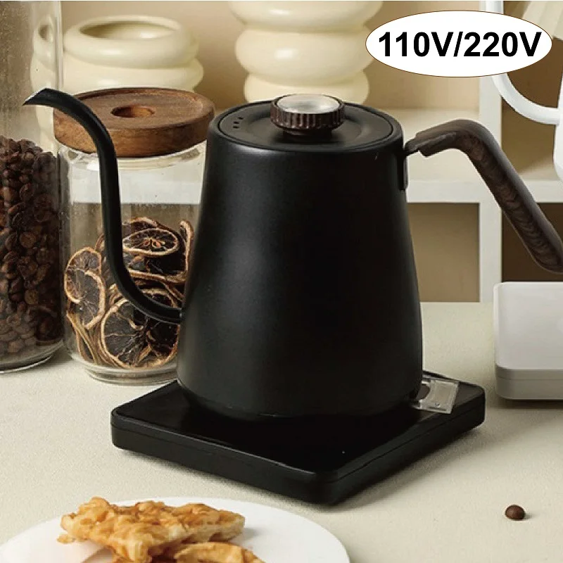 

110V/220V Electric Kettle Temperature Display 304 Stainless Steel Gooseneck Coffee Maker Home Quick Kettle Auto Power Off 800ml