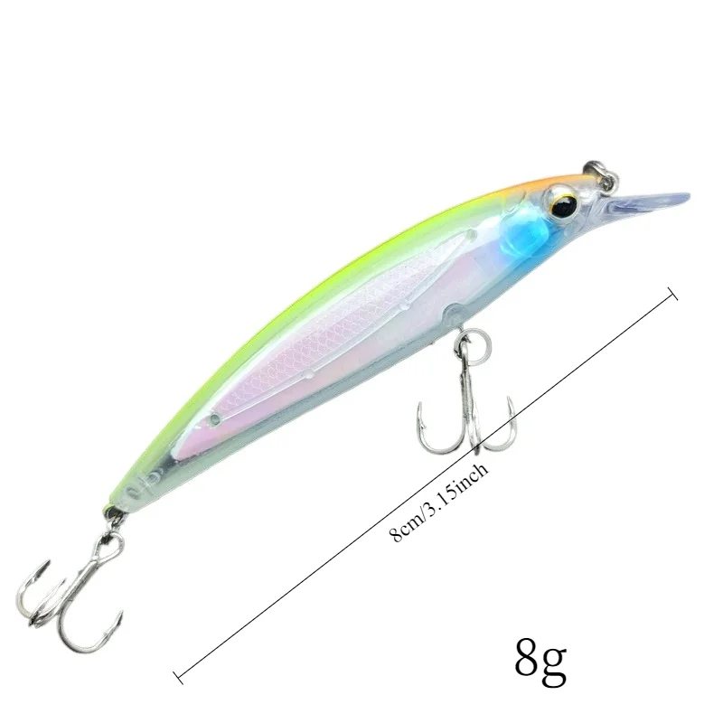 1pc/8g Long-cast Floating Lure, Laser Bead Vibrating Lure, Freshwater & Saltwater Fishing, Blood-red Triple Hook Lure