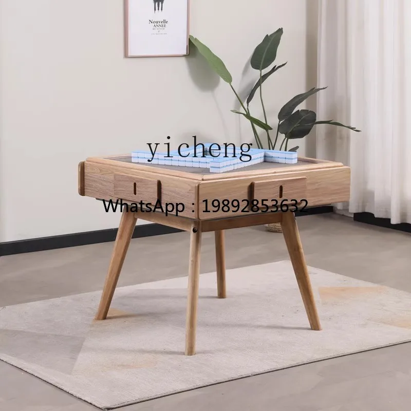 

automatic household dining table dual-purpose solid wood mahjong table simple small apartment multi-function mute machine