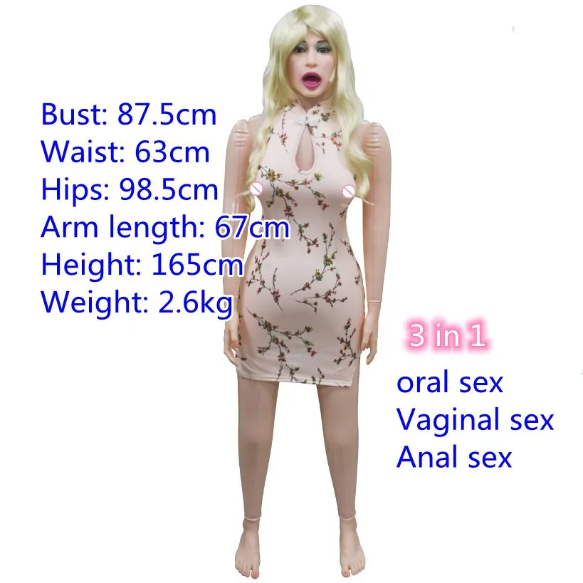 Sex dolls for men Inflatable 160cm Vaginal / Anal / Oral sex toys 3in1 Patent Thickened Height Enhancement Busty Masturbators