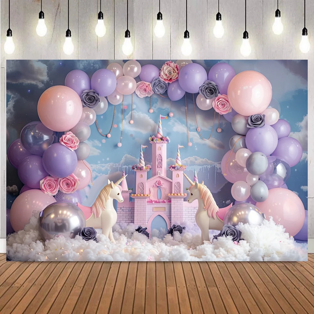 Newborn Baby 1st Birthday Party Backdrop Balloons Girl Boy Baby Shower Cake Smash Photography Background Decor Photo Studio Prop