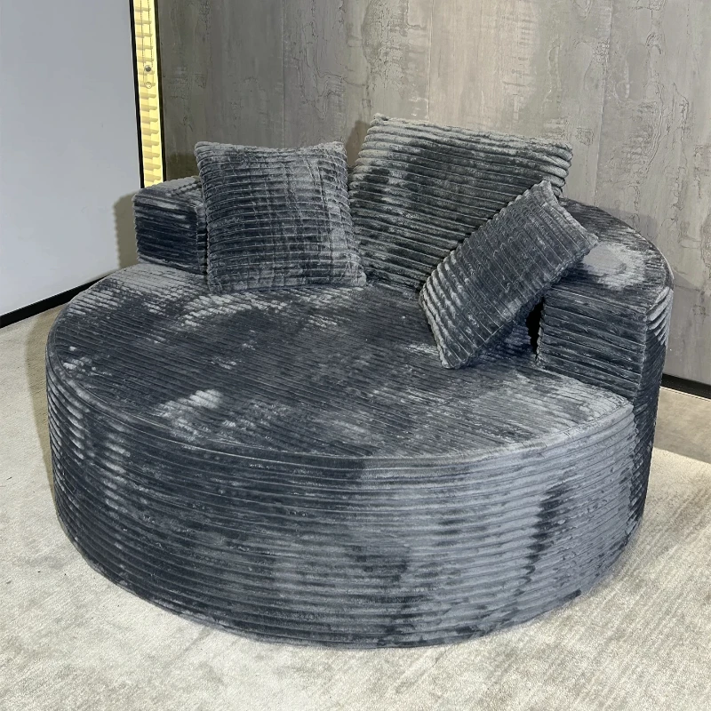 Nordic Minimalist Round Lounge Furnish Corduroy Vacuum Compressed Lazy Rest Furnishing Oversized Single Accent Seating Furniture