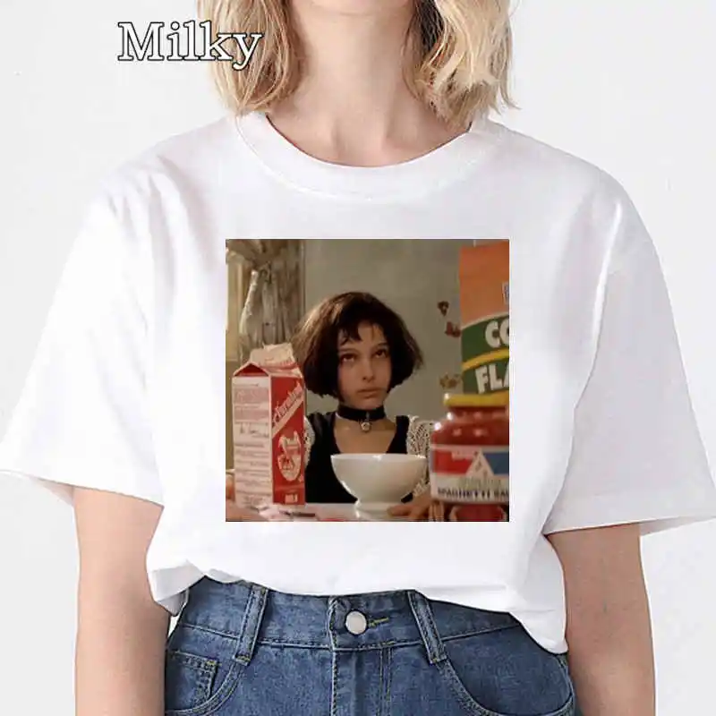 Camiseta con estampado de la película The Professional Leon Matilda para mujer, blusa informal de manga corta, ropa de calle de verano