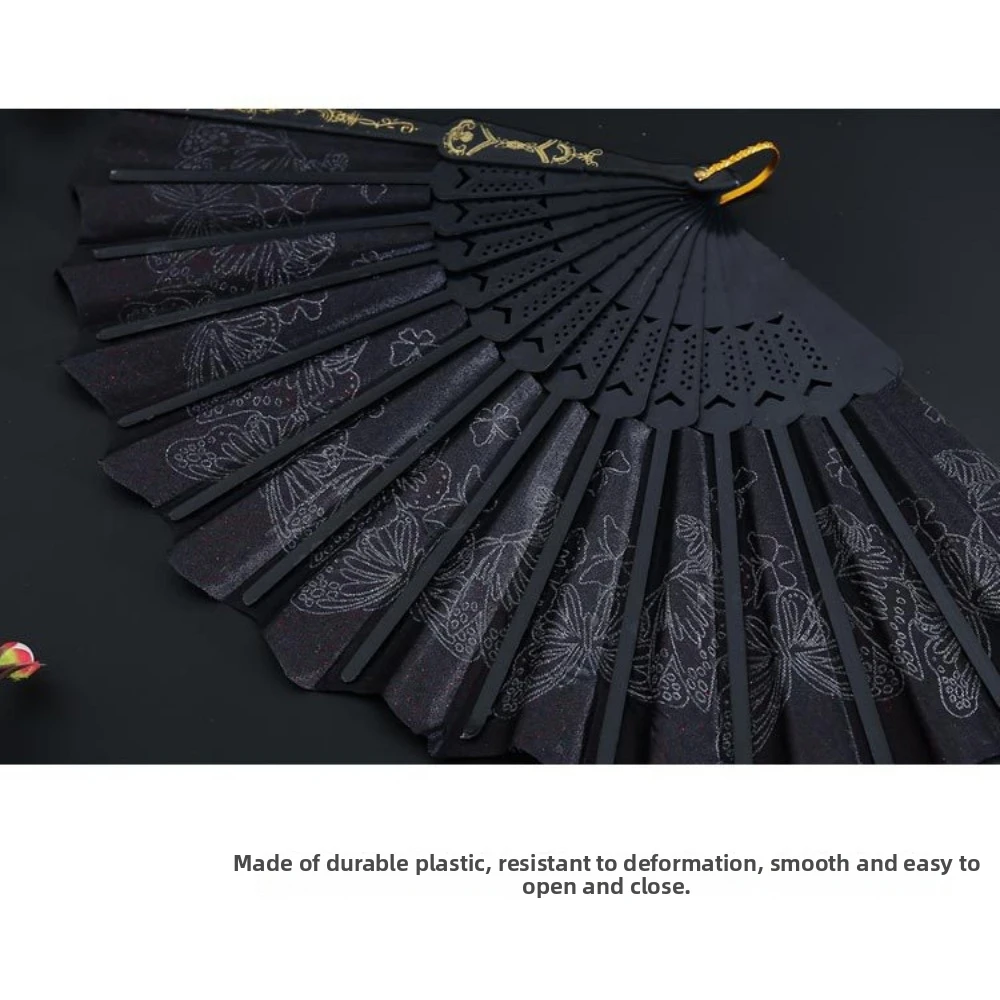 

Embroidered Folding Fan Hot Stamping Multicolors Gold Blocking Fan Photography Props 42*23cm Handheld Fan Gifts