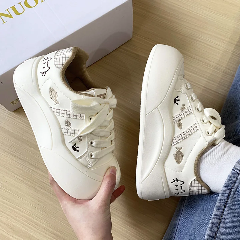 Cute Ugly Big Head Milk Bread Shoe Women's Thick Bottom Casual Sneakers 2025 New Style Junior High School Students Leisure Sp...