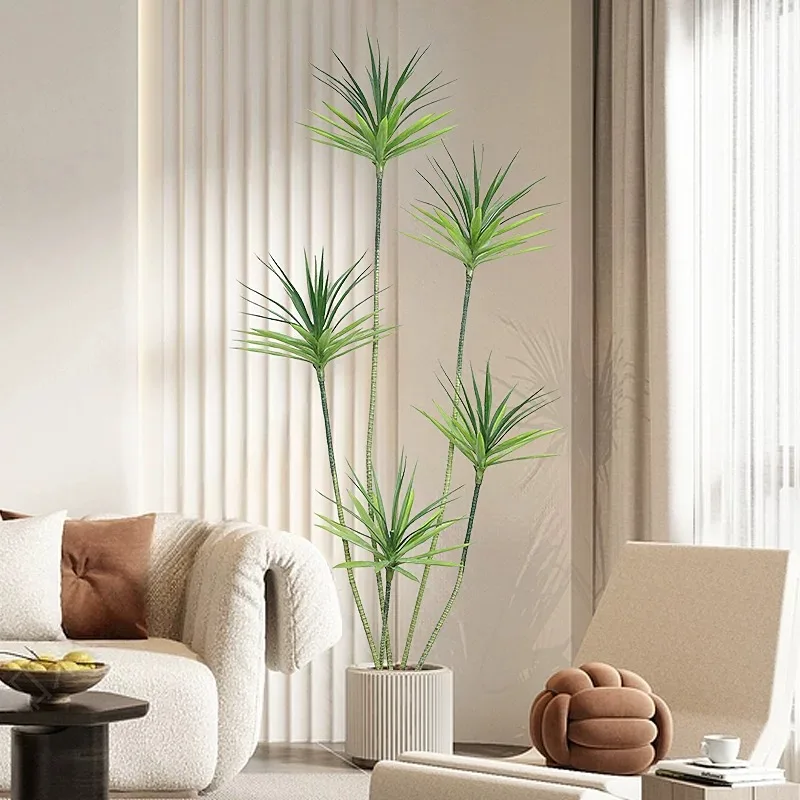 86 Zoll großer Dracaena-Kunstbaum, tropische Palmenpflanzen, künstliche Bananenblätter aus Kunststoff für Zuhause, Garten, Innenbereich, Shop-Dekoration