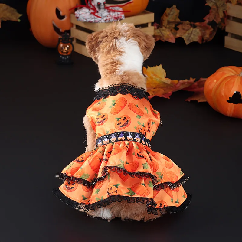 Halloween Hondenjurk Pompoen Patroon Huisdier Kanten Rok Grappige Hondenkleding Chihuahua Bichon Puppy Festival Dierbenodigdheden Hondenkostuum