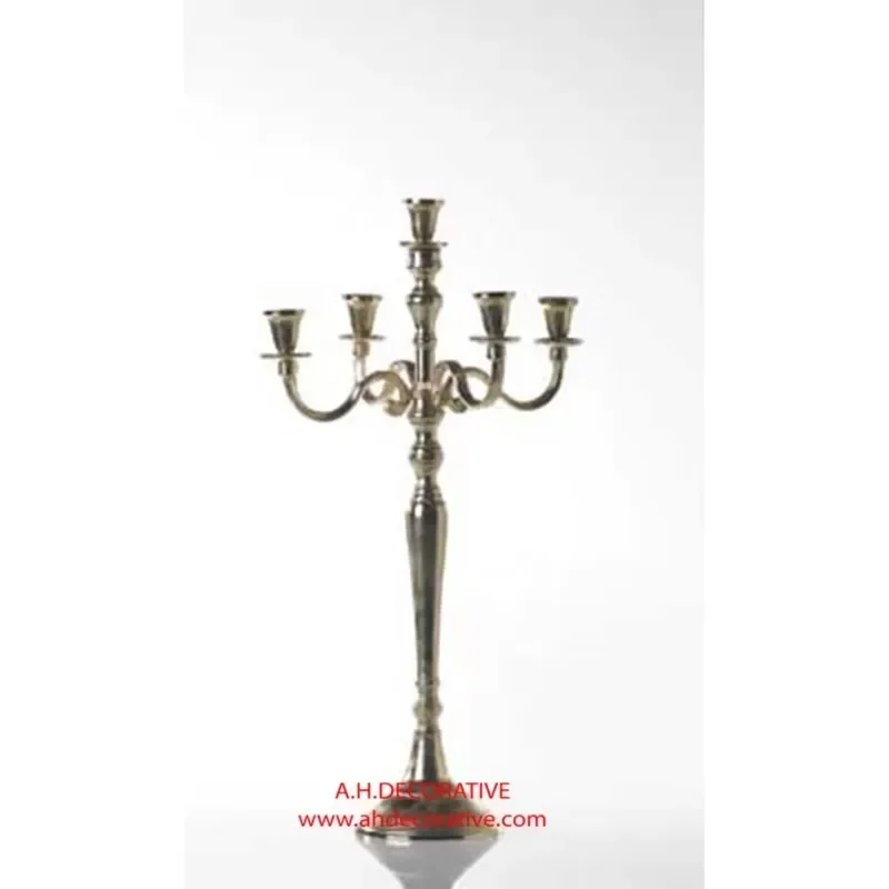 Large Metal Gold Candelabra with 5 Candle Arms Set of 3 for Wedding Table Centerpiece and Christmas Decoration