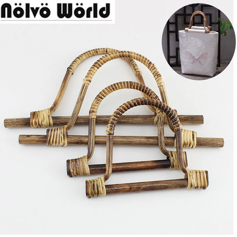 4-10 pieces,2 size 28X14cm,16X13cm Rattan Purse Bag Handle,Bag Handles Triangle Useful Bag Natural Rattan Handle