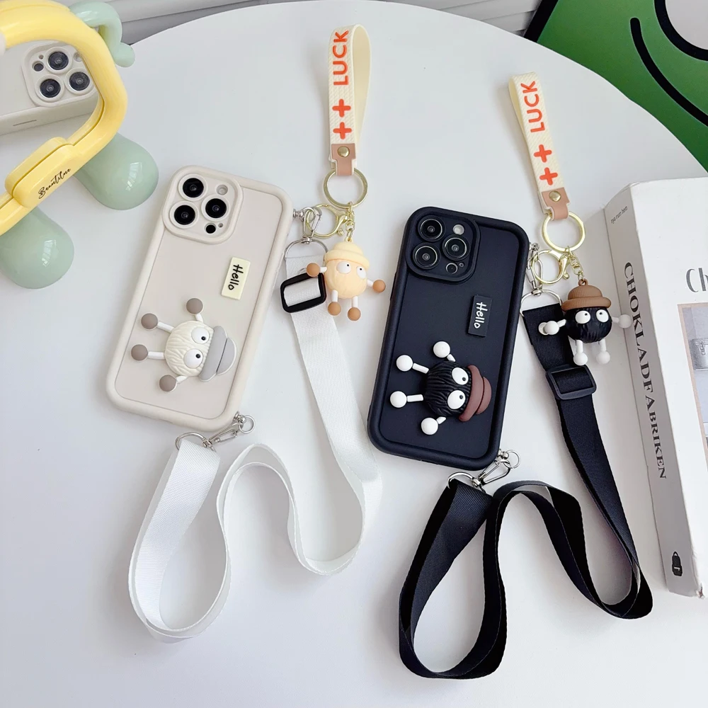 For Samsung Galaxy A50 A51 A52 A53 A70 A71 A72 A73 Black Coal Ball Doll Multistep Case
