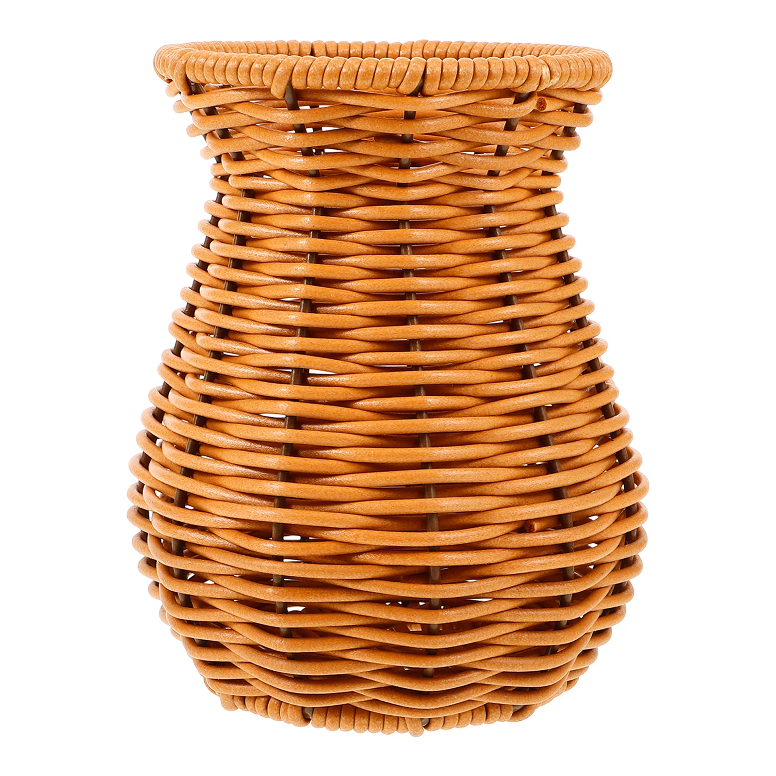 

Rustic Decorative Woven Vase Imitation Rattan Flower Vase Plastic Material for Home Office Desktop Decoration Flowers Holder