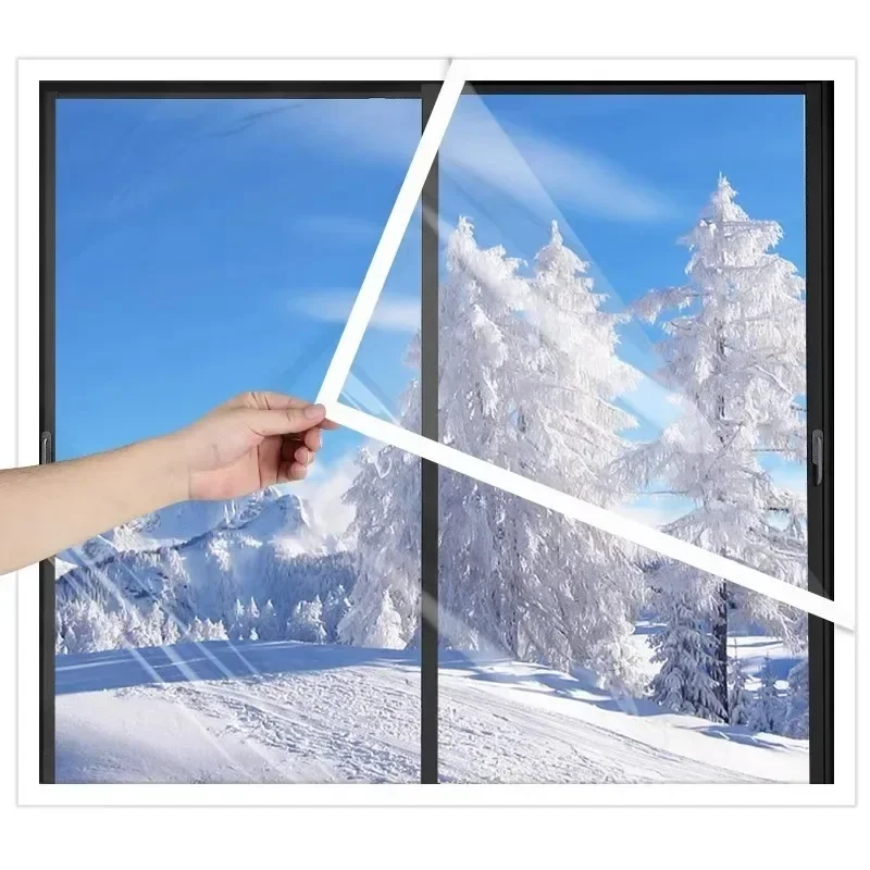 Window Insulation Film Winter Indoor Windproof Warm Self-Adhesive for Energy Saving Clear Soft Glass Shrink Heat Film