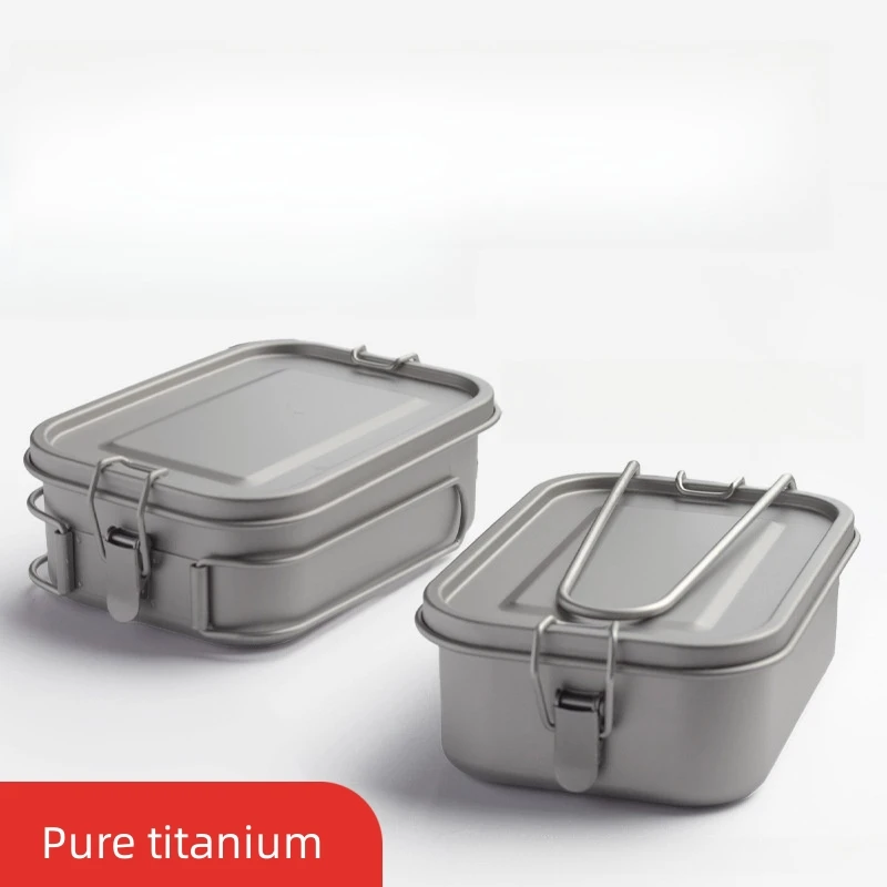 Outdoor Pure Titanium Lunch Box Picnic Camping Equipment Soldier Lunch Box Household Lightweight Titanium Lunch Box New