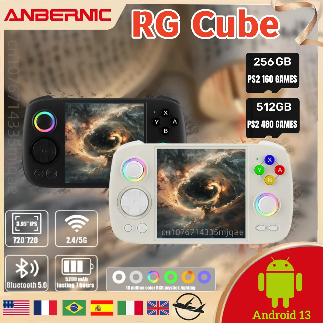 ANBERNIC RG Cube Video Handheld Game Console Android 13 RGB Joystick T820 8G+128G 3.95