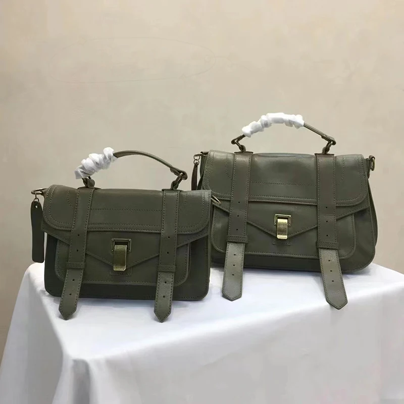 Genuine Sheep Skin Vintage Briefcase Female Two Sizes Luxury Top Quality Handbag Ladies School-Bag Popular New Coming