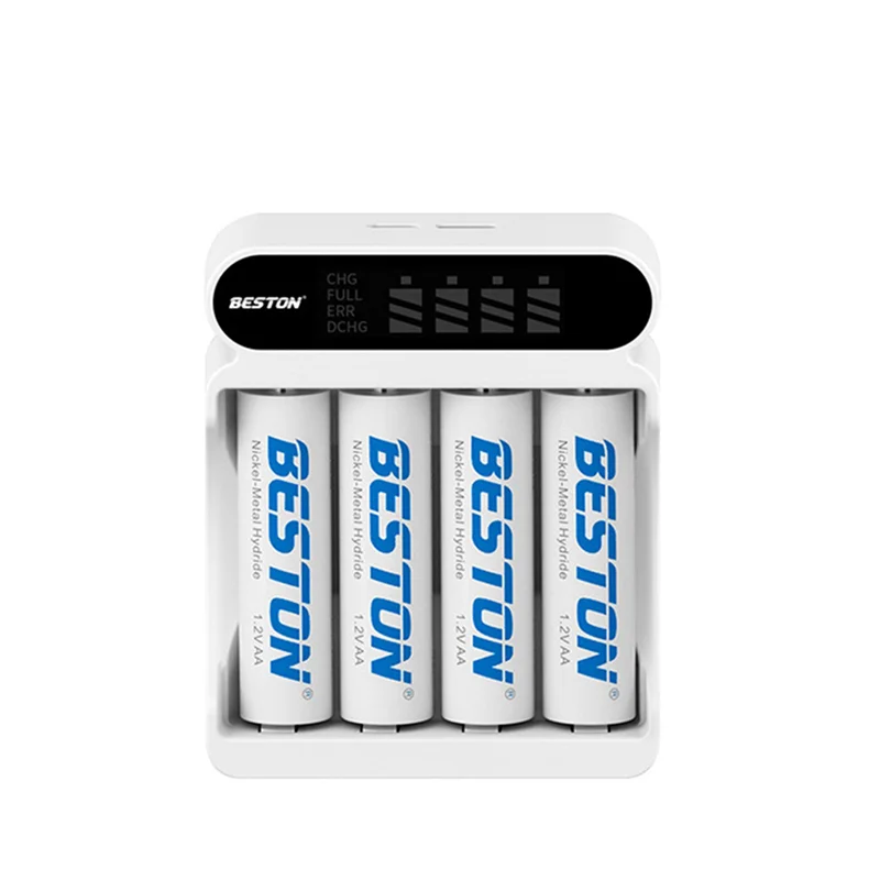 T36C  C9023L 4-Slot LCD Screen Display Fast Charging Charger for AA/AAA 1.2V Ni- Rechargeable Battery Supports Mixed Charge