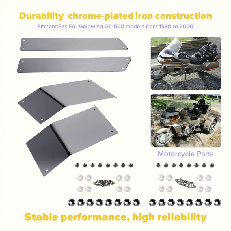 NEW HOT In Stock-Chrome Saddlebag Kick Plates+ Side Cover Scuff Plate With Screw Kit For Honda For GL1500A GL1500SE 1500 Goldwin view 2