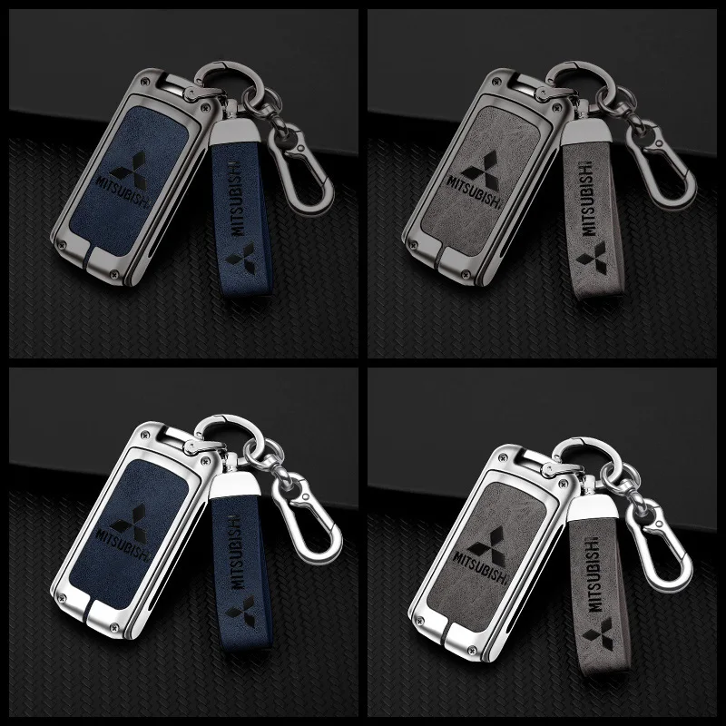 Leather Car Key Case Cover Keyless Shell for Mitsubishi Outlander Lancer Eclipse Mirage Xpander ASX Pajero Eclipse Cross Montero