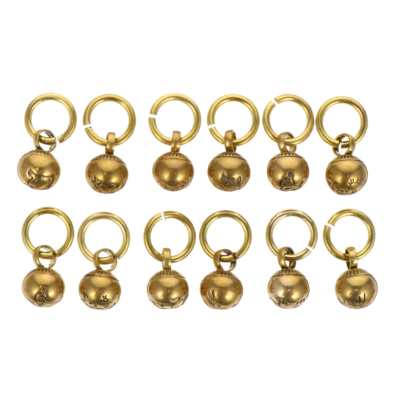

12 Solid Bronze Zodiac Bells 10mm DIY Crafts Round Non Ringing Pendant Making Jewelry Supplies Christmas Home Decor