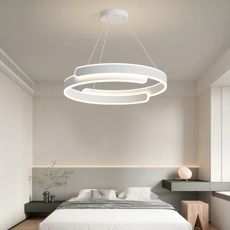 

Modern Pendant Light 2024 White Nordic Style Chandelier Living Room Restaurant Black Dimmable Remote Lamp Indoor Decoration