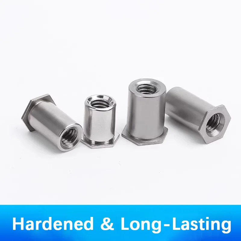 100pcs 304 Stainless Steel Through-Hole Self-Clinching Standoffs SOS-M2/2.5/3/4/5/6*L Hexagon Clinching Nuts Hardened Durable