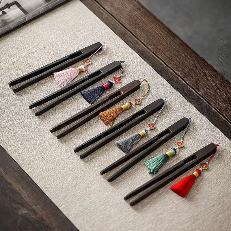 

Wooden Tea Art Tea Clip With Tassel Bamboo Tweezers Anti Scalding Anti Slip Tea Making Tool Clip Tea Ceremony Accessories ZG336