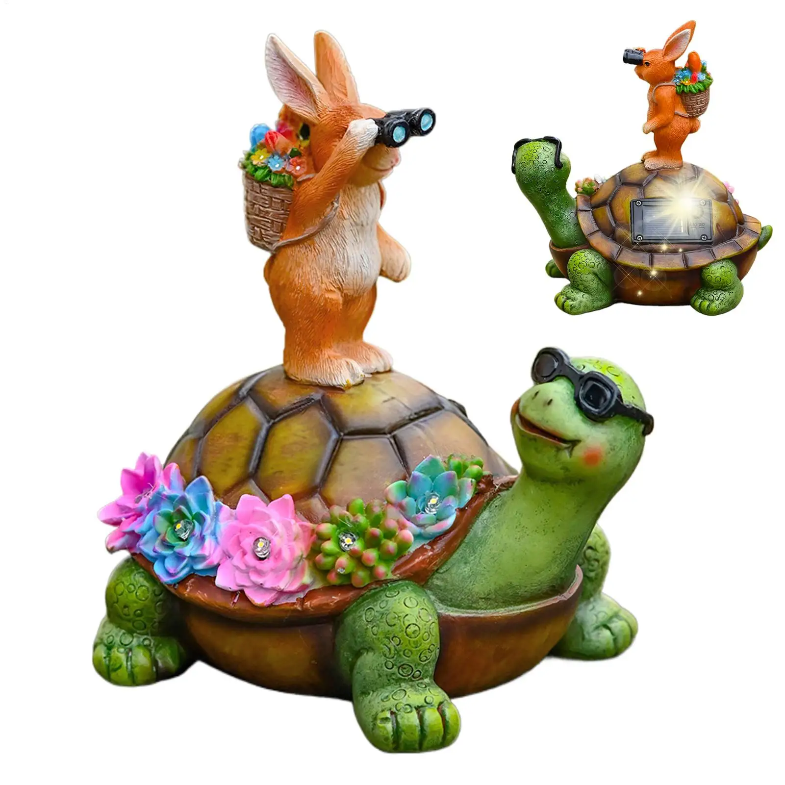 Estatua Decorativa de Tortuga de Resina para Jardín con Luces Solares, Figura Divertida de Animal para Decoración de Exteriores, Hogar, Patio, Césped, Porche y Jardín
