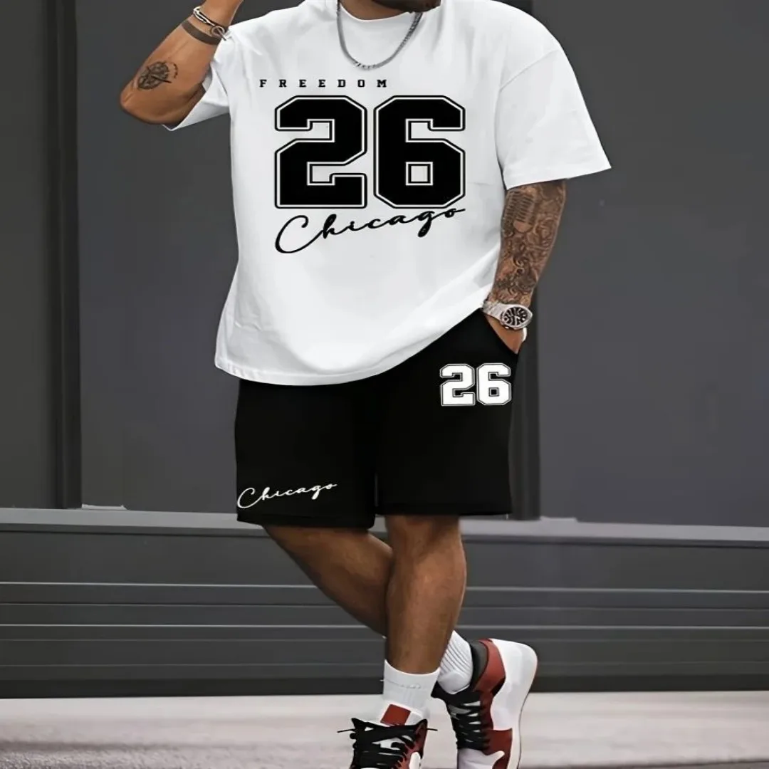 

2025 3D Digital Printed Men's Fashion Short Sleeve Shorts Set Outdoor Street Men's Sports Shorts Summer Daily Casual Men's T-shi