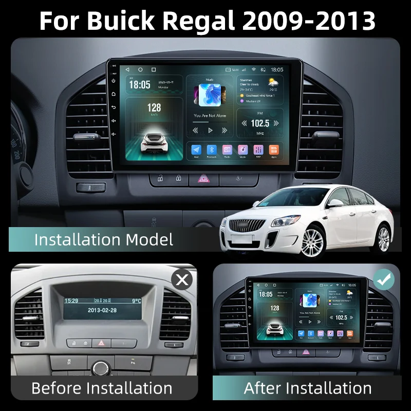 Radio con GPS para coche, reproductor Multimedia con Android 12, 2 Din, 4G, Carplay, DVD, estéreo, para Buick Regal, Opel Insignia 2009 - 2013