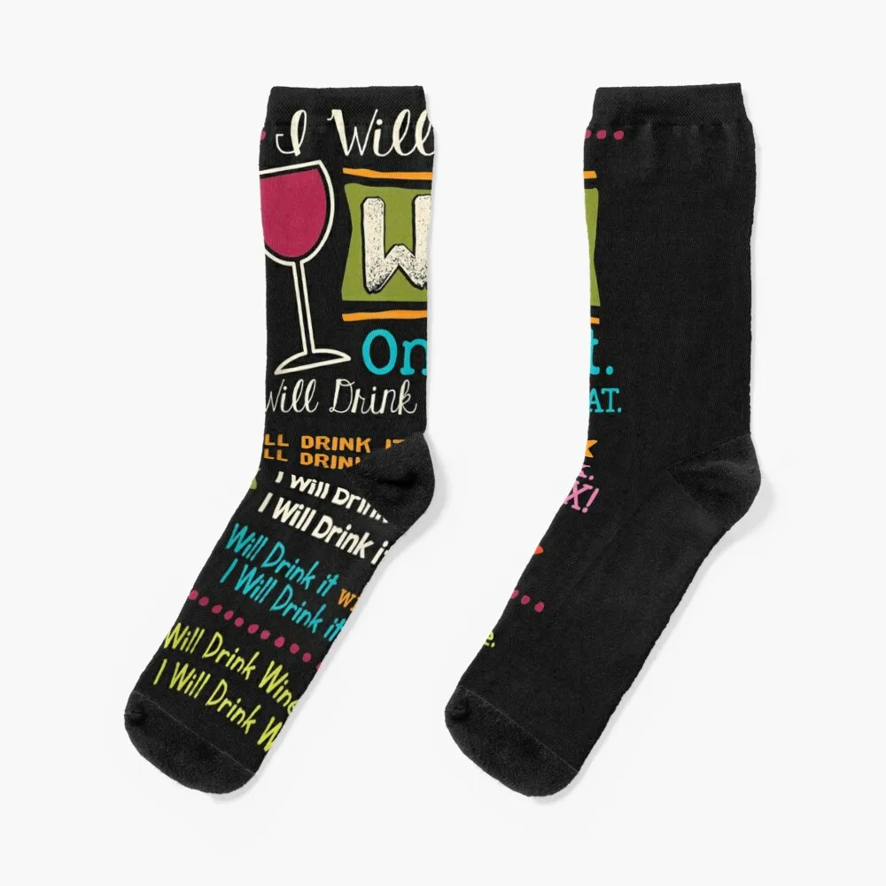 I Will Drink Wine Everywhere Funny Wine Lover Socks moving stockings cotton Ladies Socks Men's