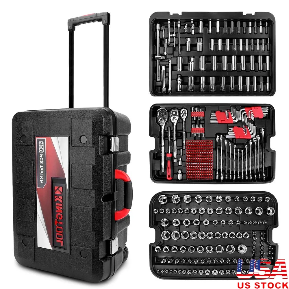 408-Piece Mechanic Tool Set Socket Set Complete Tool Box Heavy Duty Automotive Home Garage Projects