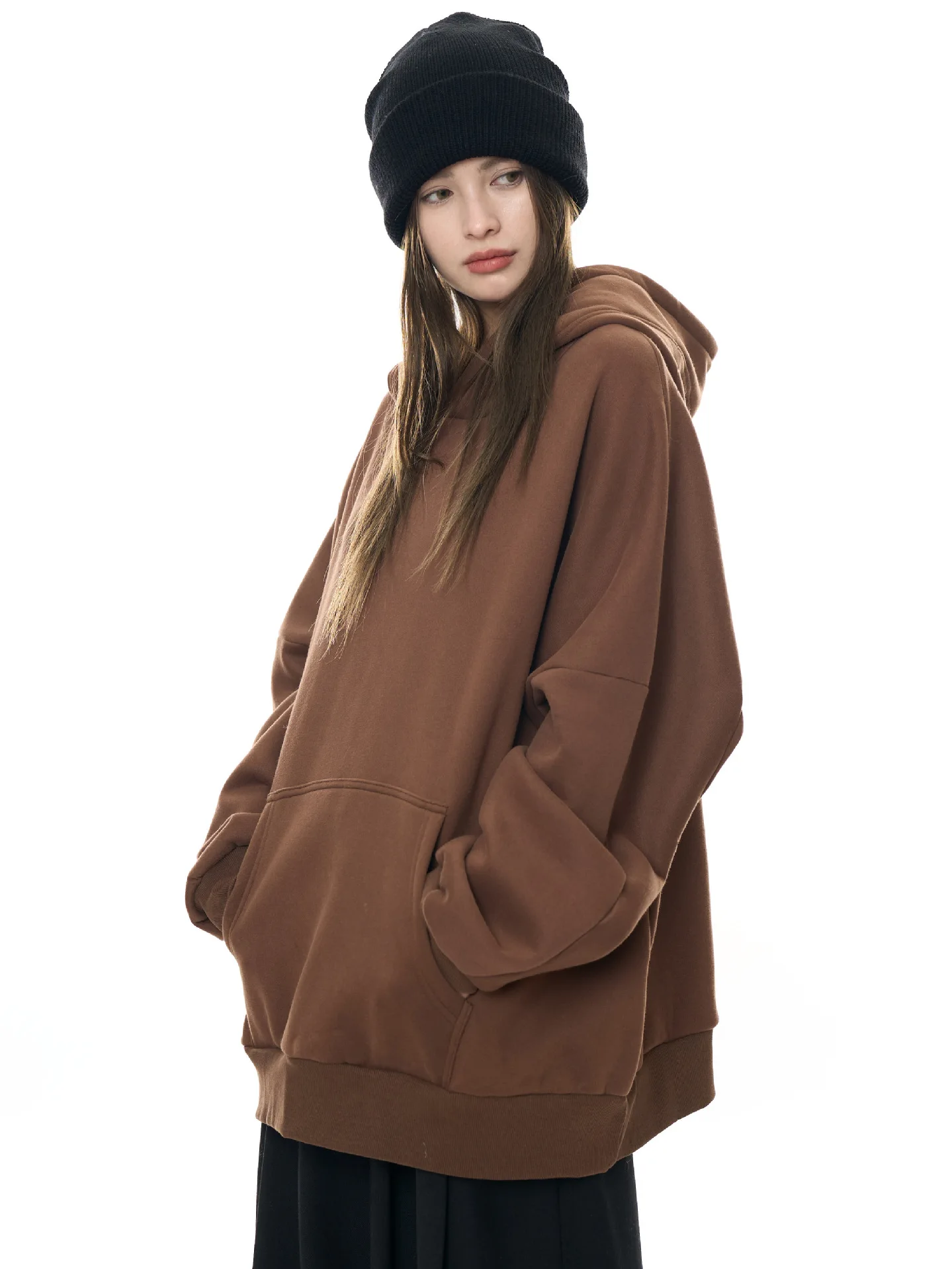 woman warm soft sweatshirt with hoodie