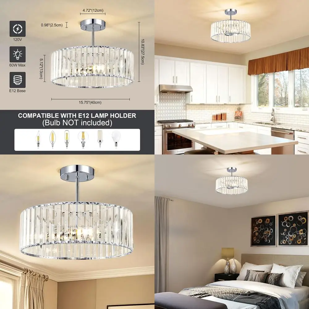 

Modern Semi Flush Ceiling Light Fixture, Metal Design for Hallway, Kitchen, Living Room, Bathroom, Entryway, and Bedroom (15.75