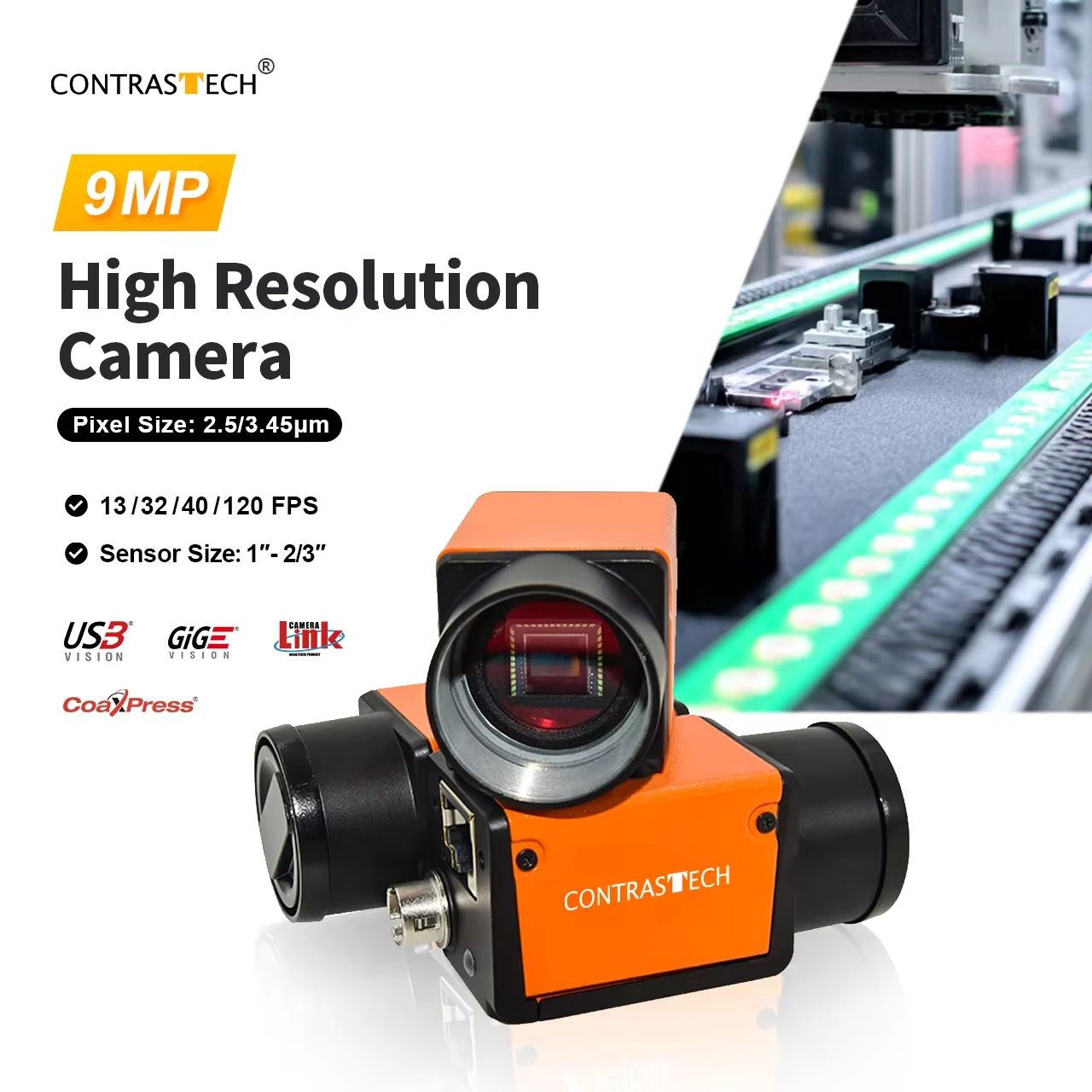 9MP IMX267 Global Shutter Industrial Camera 1″ CMOS USB3/GigE High Resolution for PCB AOI & Machine Vision Inspection 2026