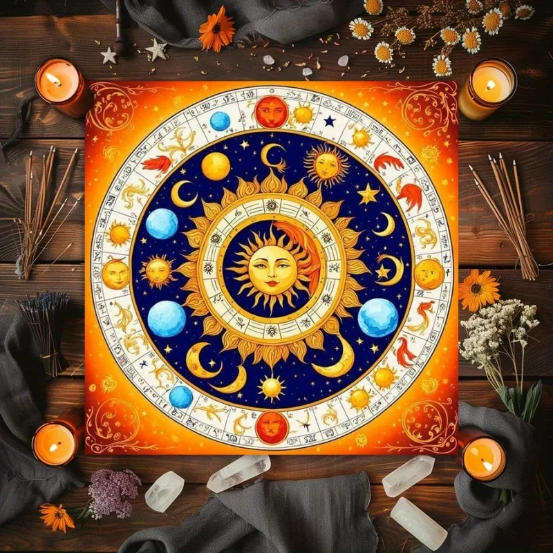 VIKAMA Constellation Mandala Altarpiece, Witchcraft Divination, Black Oracle Pad, Tarot Card Tablecloth, Home Decoration