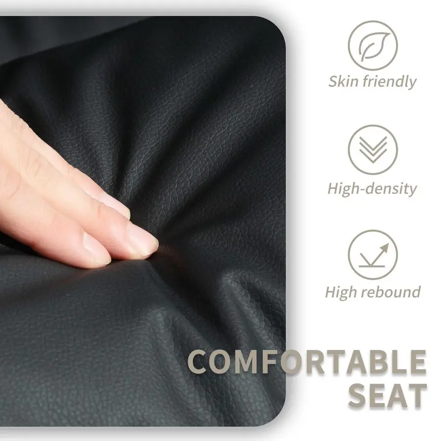 Modern Walnut Office Desk Chair with Wheels, PU Leather Adjustable Wide Swivel Task Chair, Ergonomic Cross Legged Computer Chair