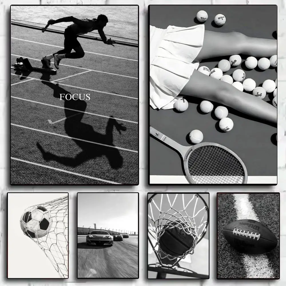 Schwarz-weißes Mode-Sport-Poster, moderne minimalistische Wandkunstdrucke für Schlafzimmer, Wohnzimmer, ästhetische zeitgenössische Dekoration, Geschenk