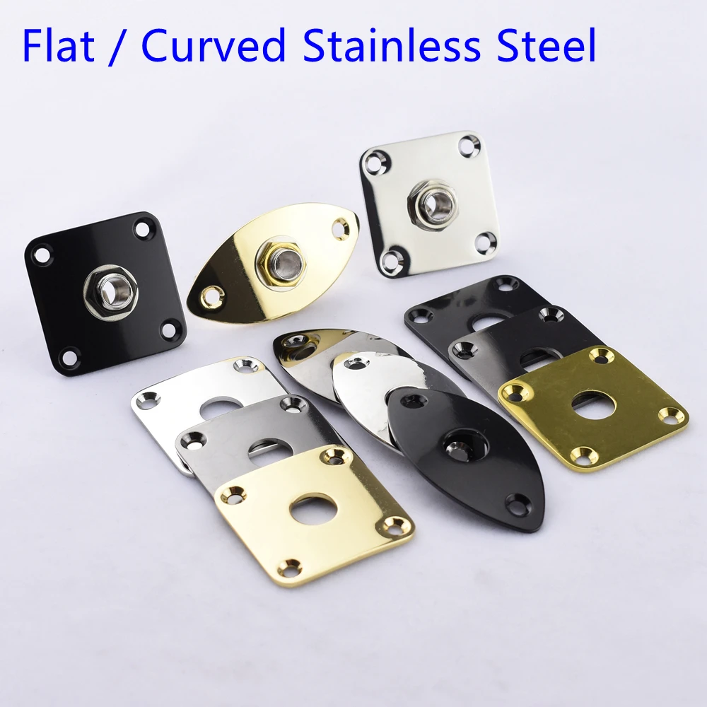 1 Set Flat / Curved Stainless Steel Jack Plate For Electric Guitar Bass - Made in Japan by GOTOH