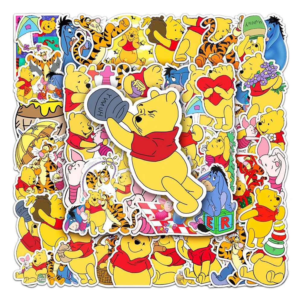 

10/30/50pcs Cute Disney Cartoon Pooh Bear Stickers Funny Decal for Kids Toy DIY Phone Skateboard Notebook Graffiti Sticker Decor