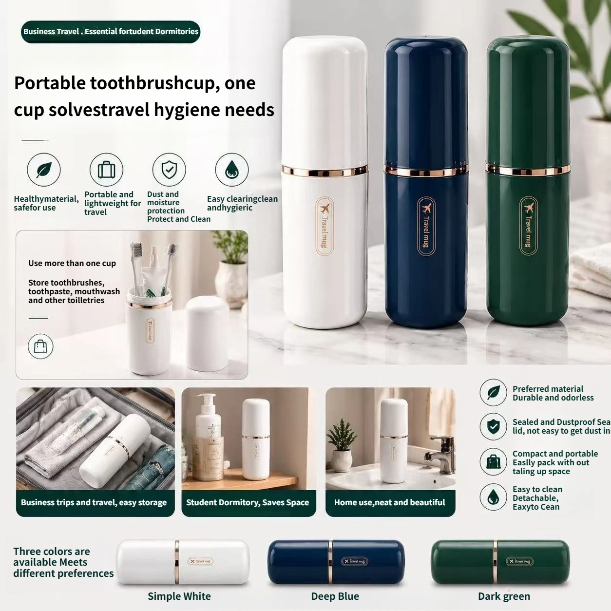 B 2026 Simple Home Travel Rinse Cup Mouthwash Cup Tooth Bucket Toothbrush Toothpaste Storage Box Toothpaste Box Portable Set