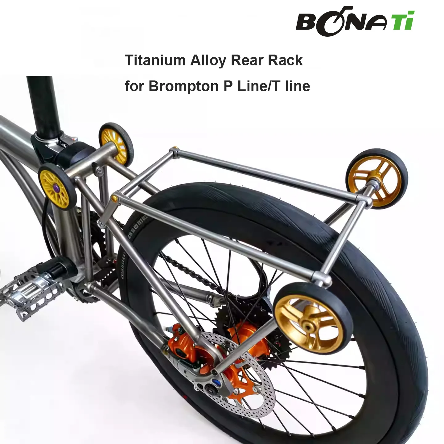 

Ti parts Workshop Titanium Alloy Rear Rack for Brompton Folding Bike P/T G Line