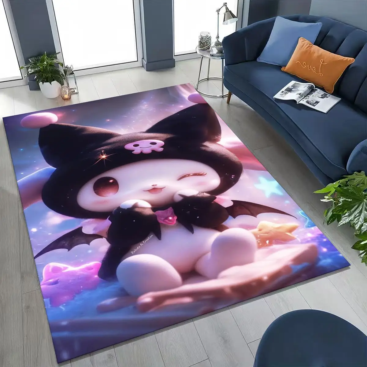 

27 Style Cute Kuromi Sanrio Cartoon Rug for Bedroom Living Room Sofa Home Doormat Decor, Large Kids Non-slip Floor Mat Gift