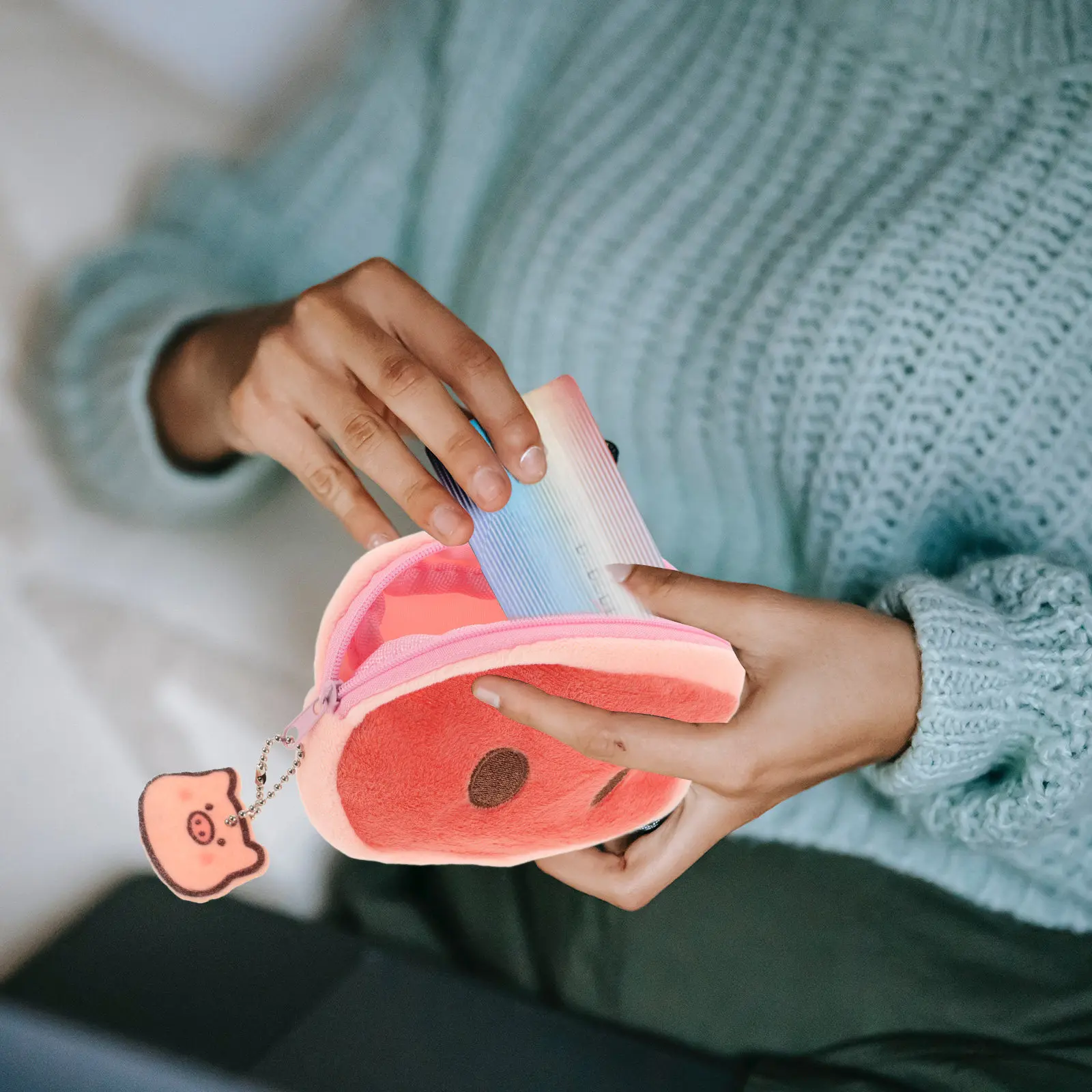 

Fashionable Pig Nose Coin Purse Women Small Zipper Pouch Multi-Functional Change Wallet Compact Portable Cash Pouch Lipstick