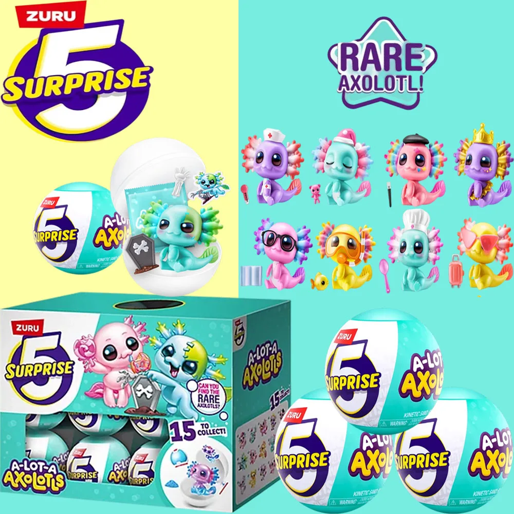 Huevo Sorpresa ZURU 5, Serie A-Lot-A Axolotls, Axolotes Temáticos Sorpresa con 5 Accesorios Únicos, Juguetes Divertidos e Imaginativos para Niños