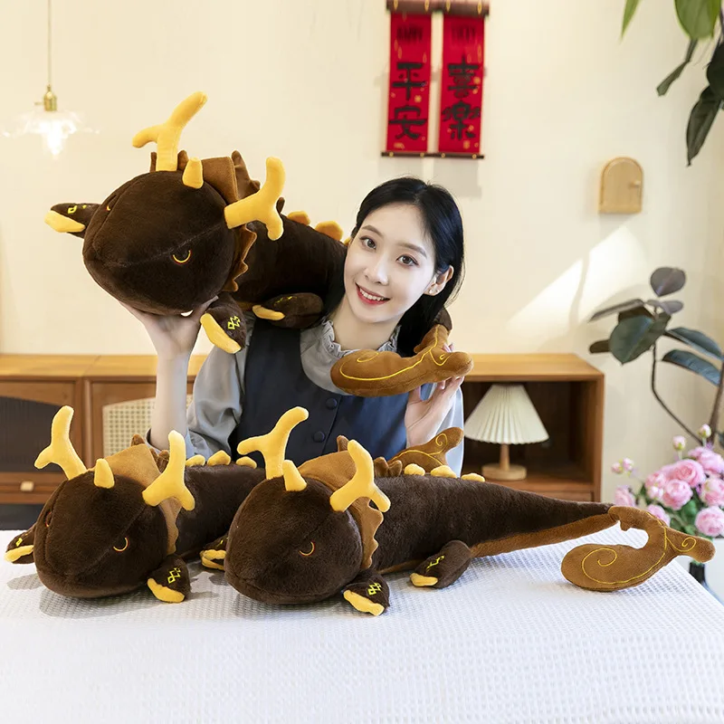 Large Genshin Dragon Plush Body Pillow Anime Zhongli Dragon Stuffed Cushion Decorative Body Pillow Sleeping Back Cushion Decor