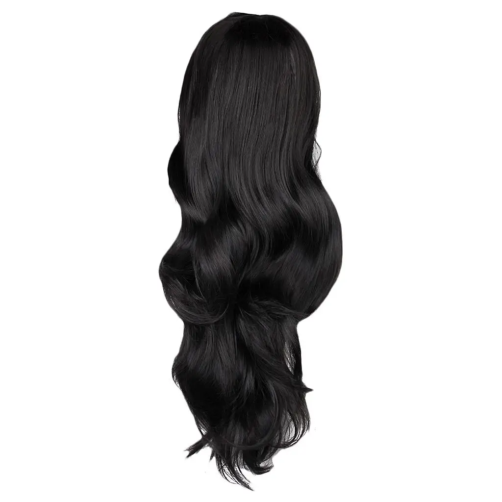 

Black Long Wavy Wig Natural Full Hairpiece Women’s Curly Synthetic Wig for Daily Use and Parties