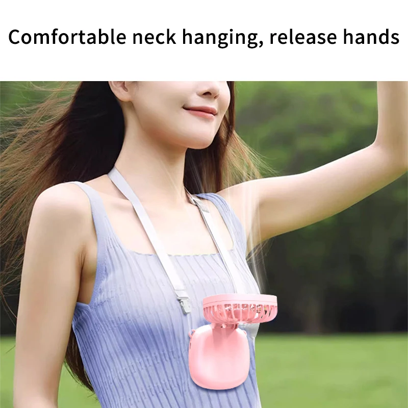 Mini ventilatore pieghevole da appendere al collo Ventilatore portatile pieghevole Mini ventilatore personale pieghevole, ricarica USB a 3 velocità per strumento di raffreddamento da viaggio
