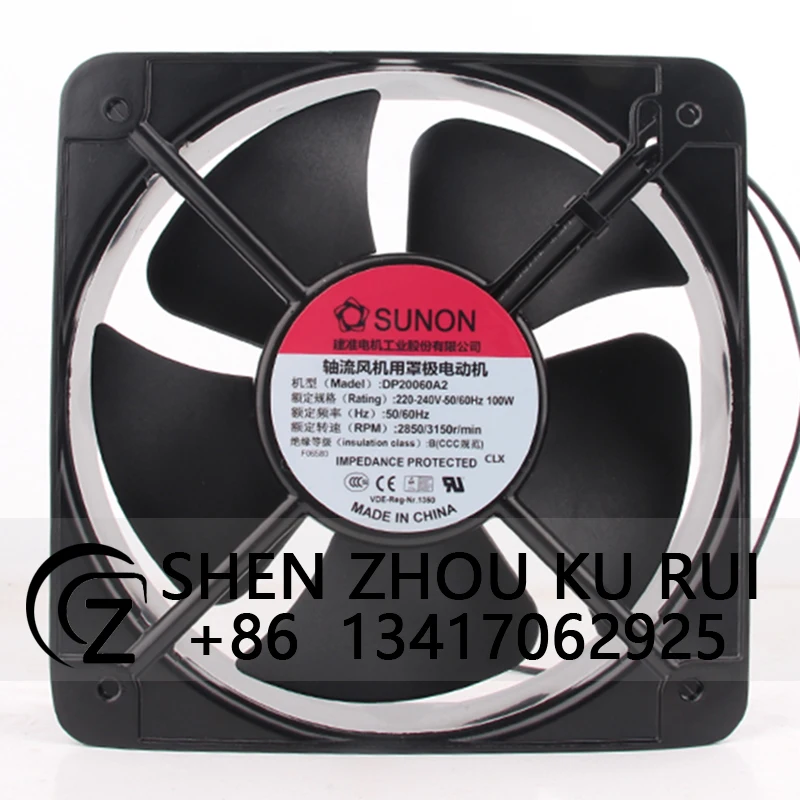 

Case Fan for SUNON DP20060A2 200X200X60MM 20CM 20060 220/240V 100W Inverter High Airflow Cooling Fan